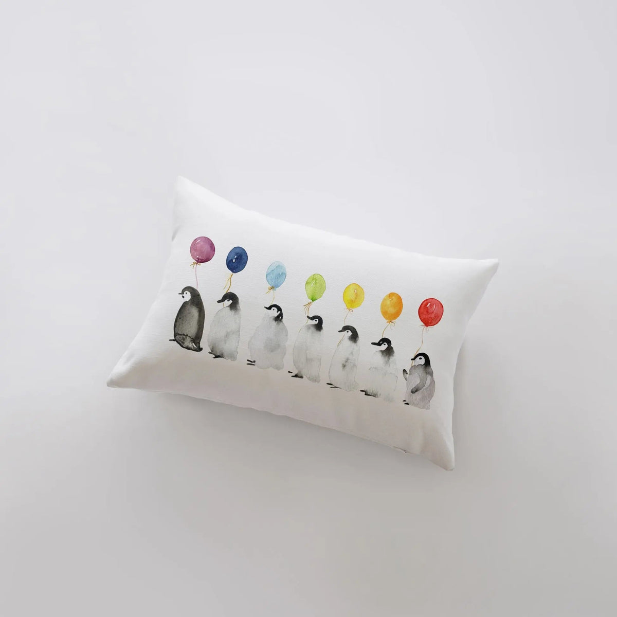 Penguin Balloon Lineup Pillow | Pillow Cover