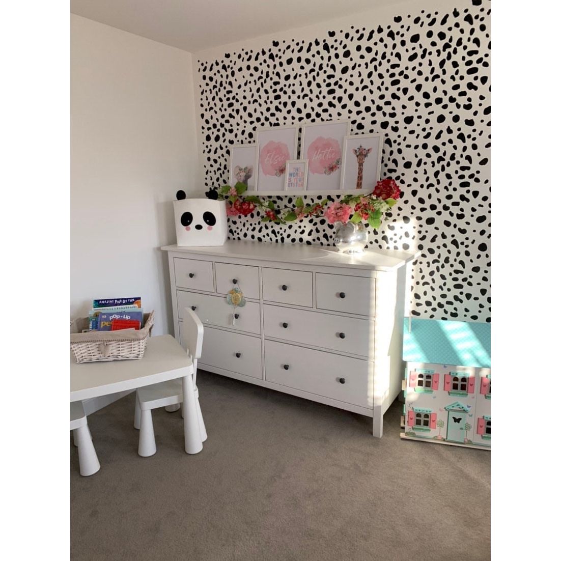 Giraffe Wild Animal Floral Nursery Children's Room Wall Decor Print