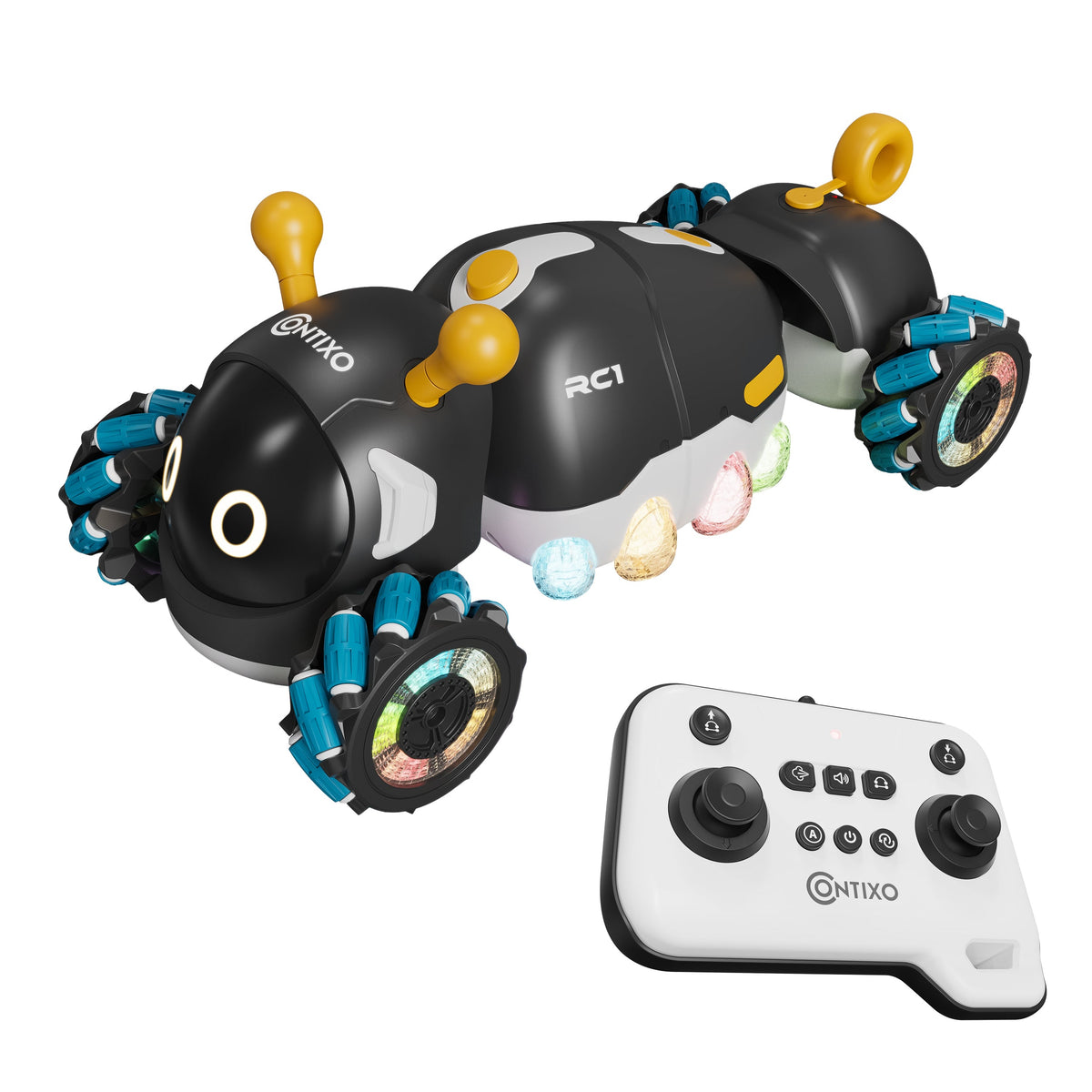 Contixo - RC1 Mech Stunt RC Caterpillar Car With 2.4GHz Remote, 360° Spins, LED, Mist Spray, All-Terrain