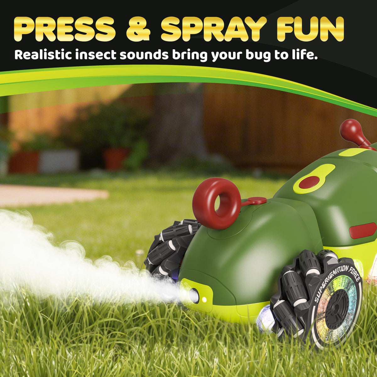 Contixo - RC1 Mech Stunt RC Caterpillar Car With 2.4GHz Remote, 360° Spins, LED, Mist Spray, All-Terrain