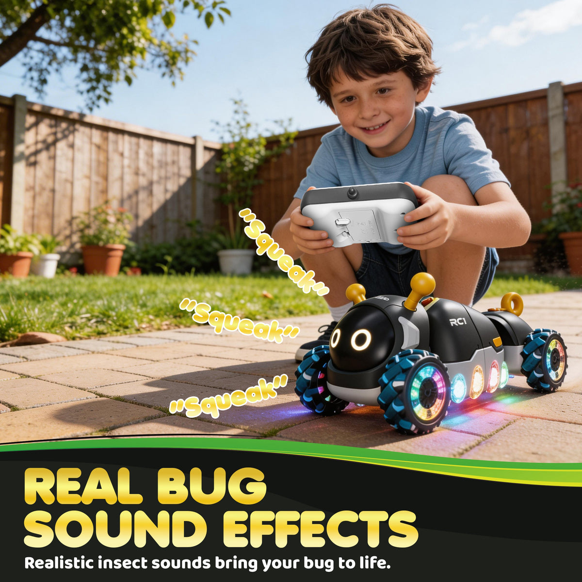 Contixo - RC1 Mech Stunt RC Caterpillar Car With 2.4GHz Remote, 360° Spins, LED, Mist Spray, All-Terrain