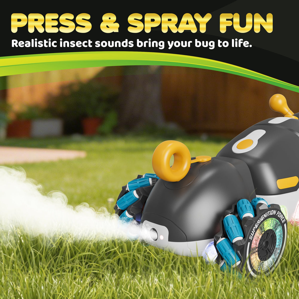 Contixo - RC1 Mech Stunt RC Caterpillar Car With 2.4GHz Remote, 360° Spins, LED, Mist Spray, All-Terrain