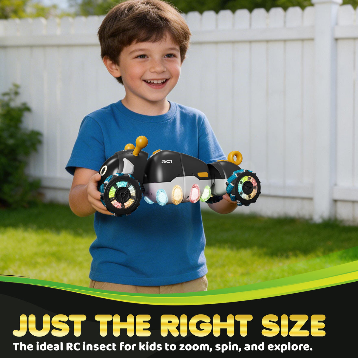 Contixo - RC1 Mech Stunt RC Caterpillar Car With 2.4GHz Remote, 360° Spins, LED, Mist Spray, All-Terrain