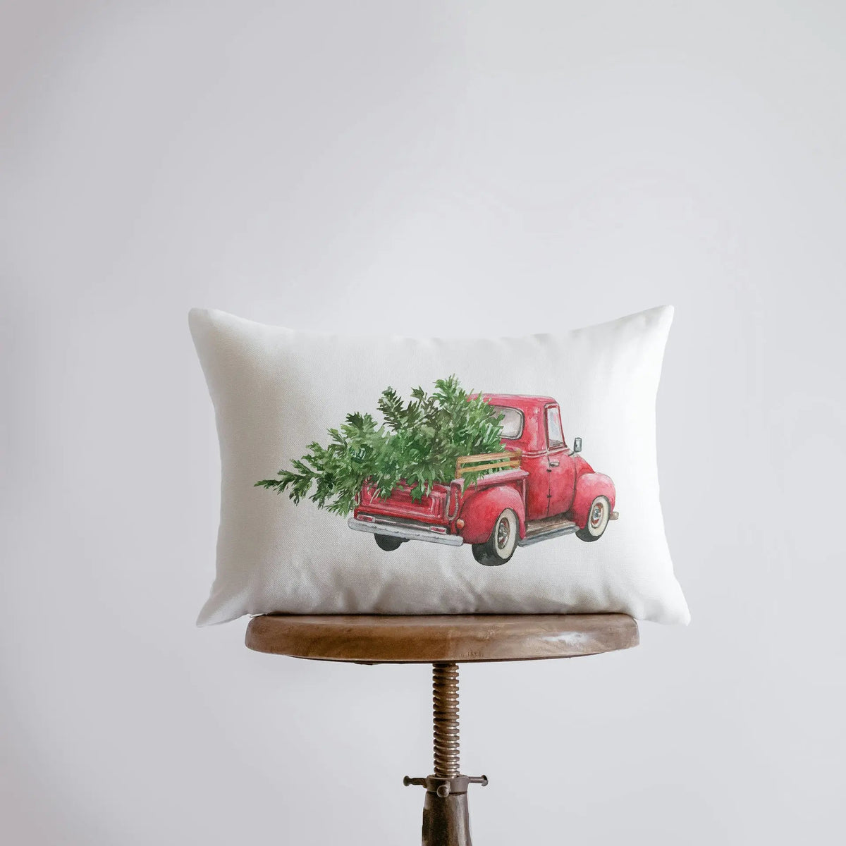 Red Christmas Truck 12x18 Throw Pillow | Pillow Cover
