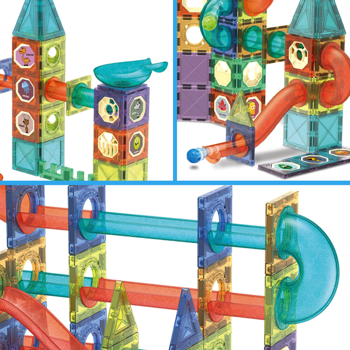 Contixo ST8 Magnetic Light-Up 3D Tiles Building Set - 110 Piece STEM Marble Run Blocks for Kids, Fun Educational Toy for Boys & Girls Ages