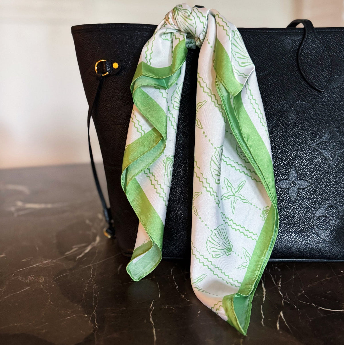 Shoreline Shell Scarf – Vacation Ready Square Design