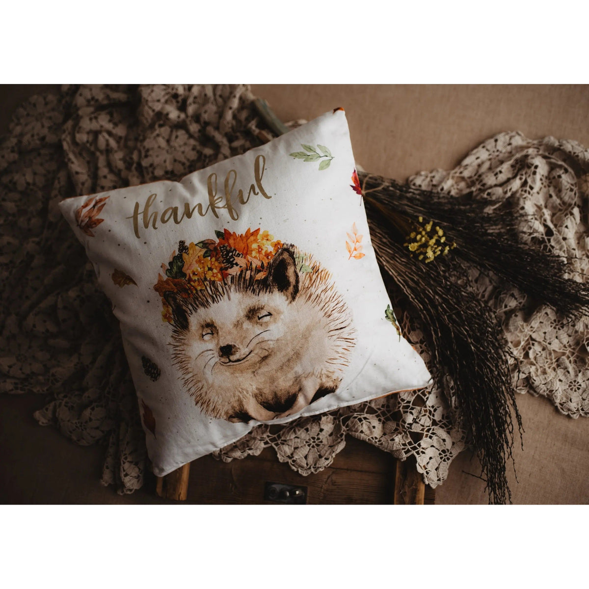 Thankful Hedgehog Pillow | Pillow Cover