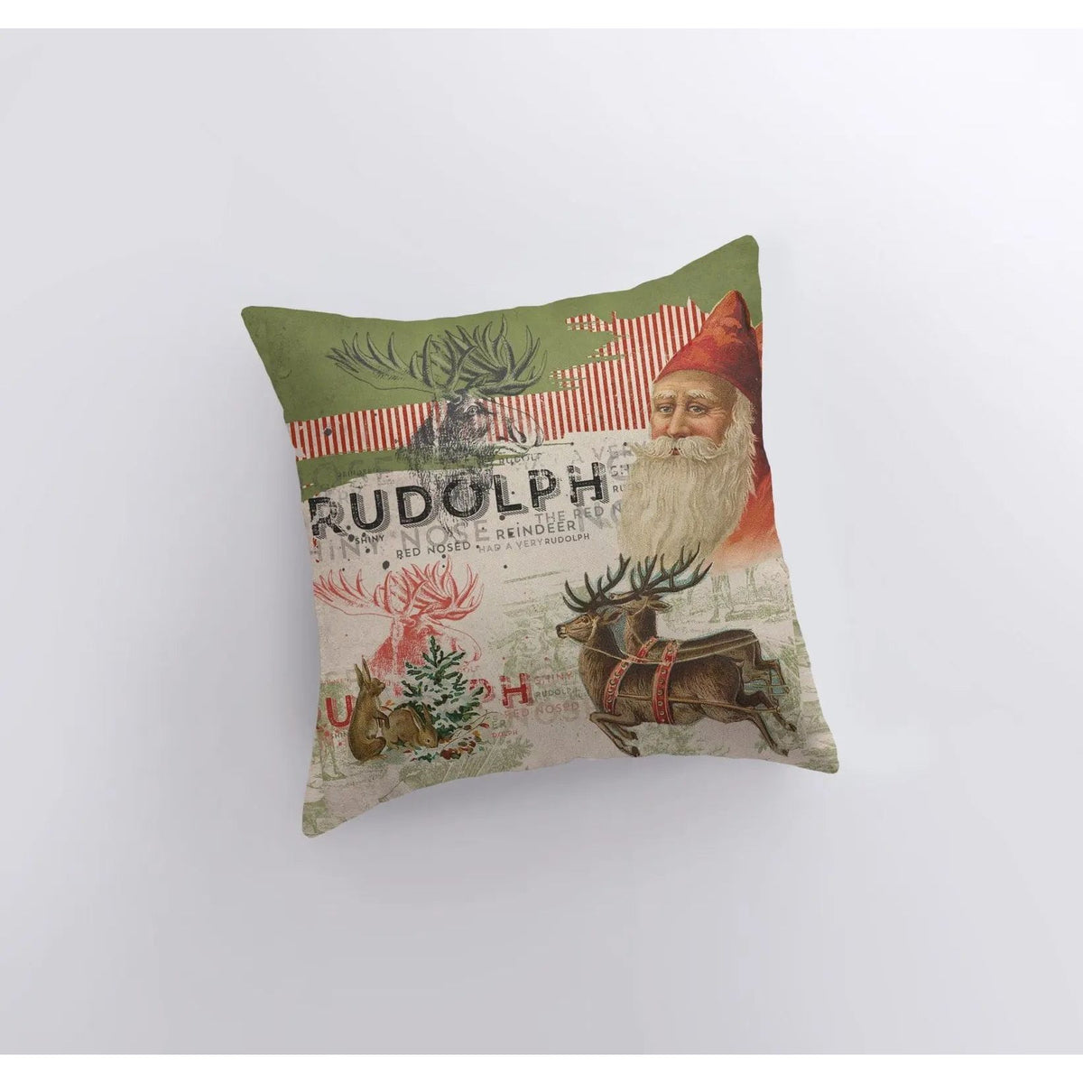 Vintage Rudolph Christmas Throw Pillow | Pillow Cover