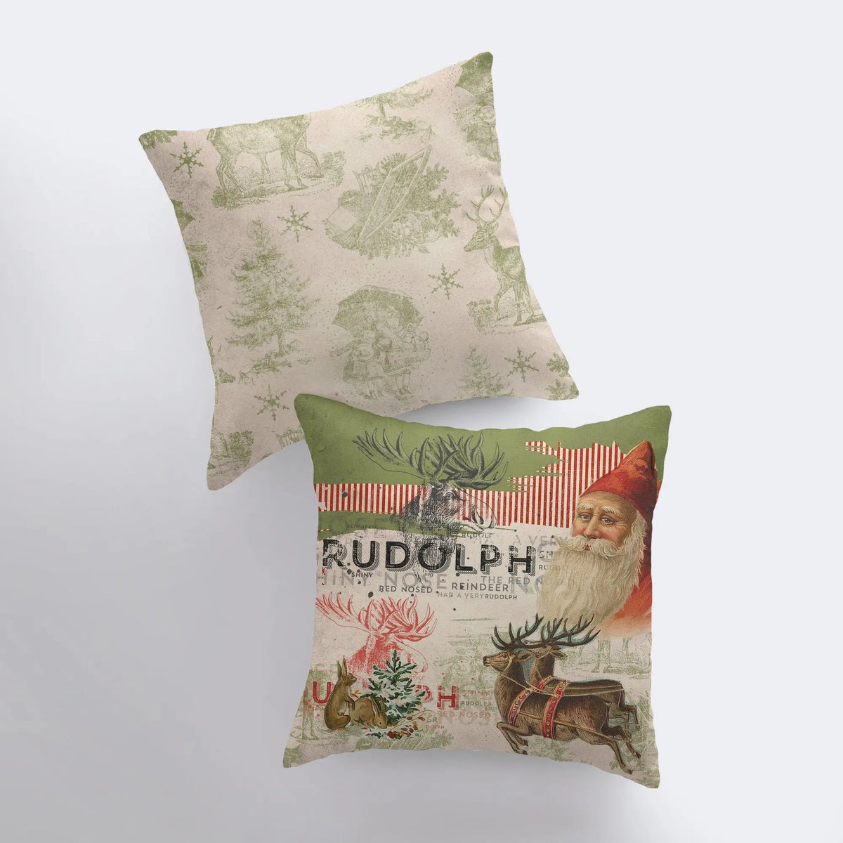 Vintage Rudolph Christmas Throw Pillow | Pillow Cover
