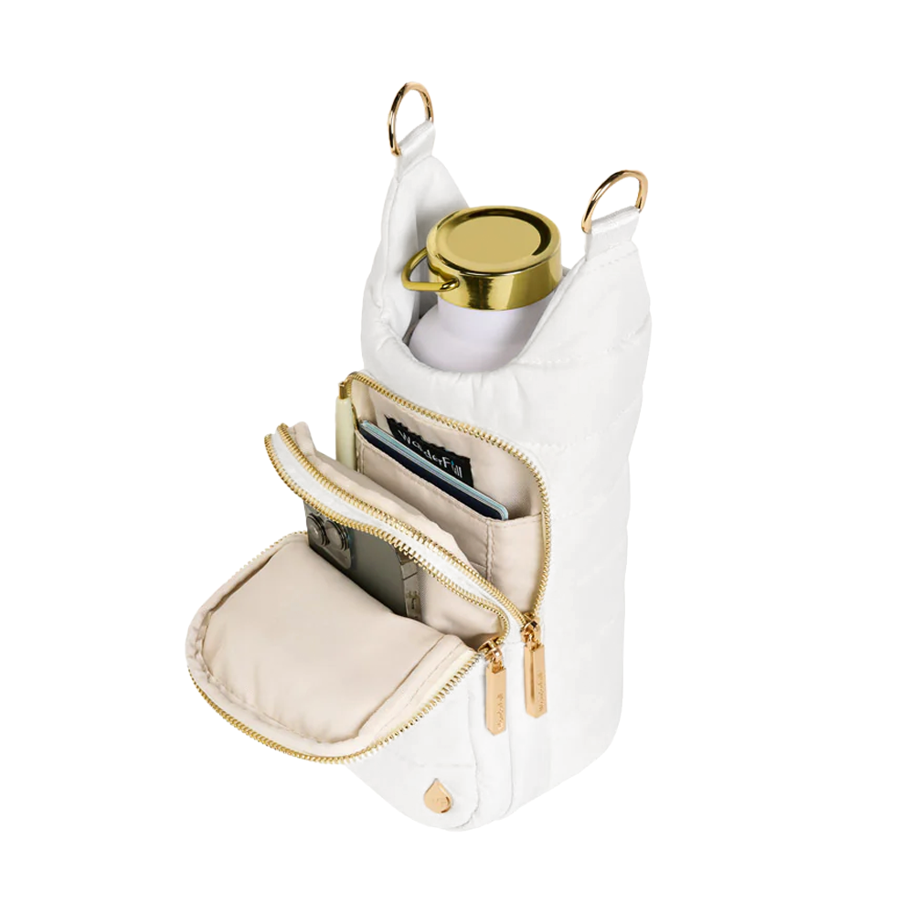 White HydroBag with Tennis Embroidery and Navy, Green, White Strap