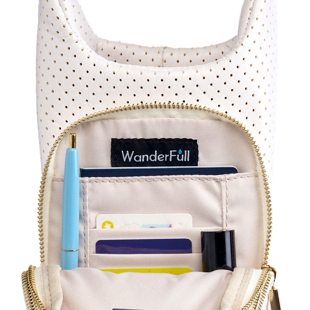 White Coated Perforated Neoprene HydroBag® with Pink/Green Stripe