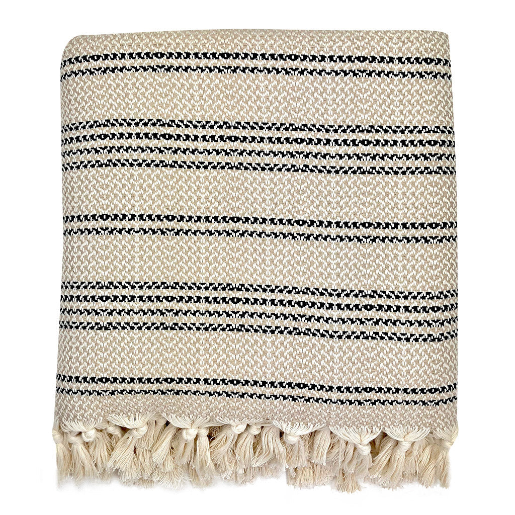 beige stripe turkish throw blanket