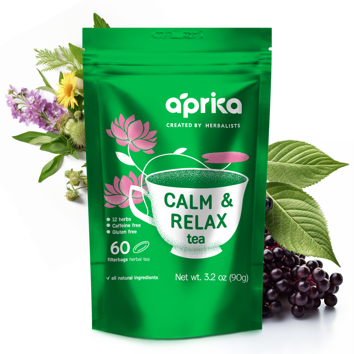 Calm and Relax Herbal Tea, 60 bags by Aprika Life