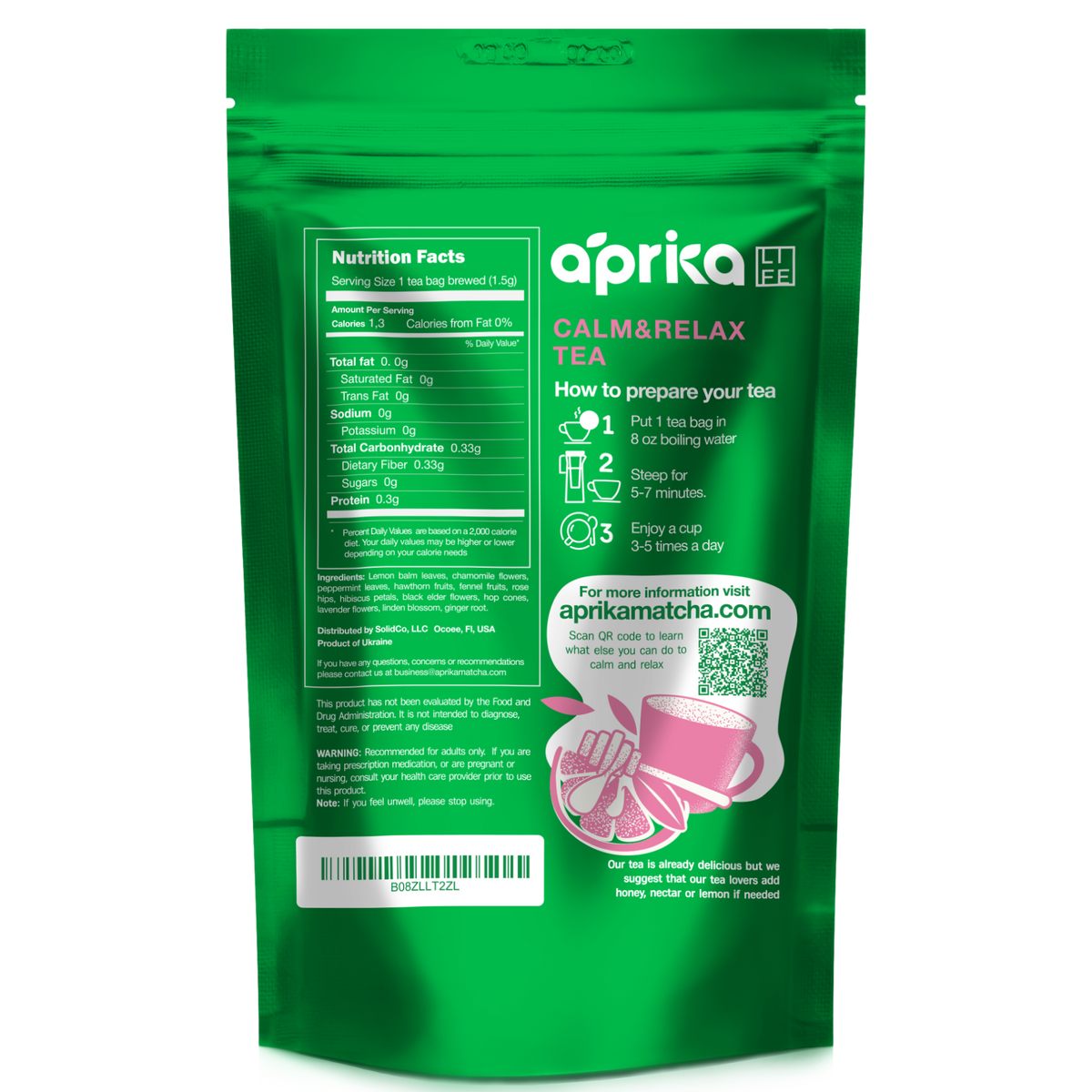 Calm and Relax Herbal Tea, 60 bags by Aprika Life