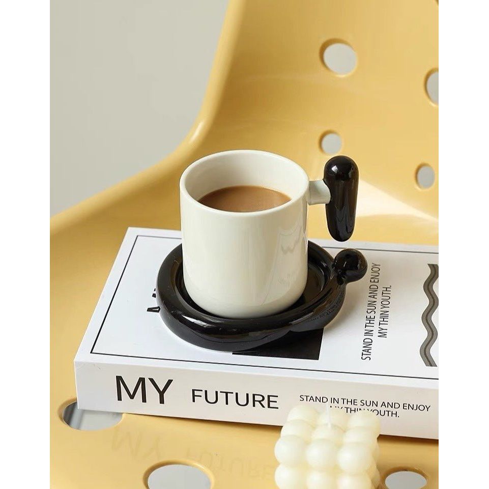 Handmade !? Ceramic Coffee Mug with Saucer - Unique Cute Funny Novelty Mugs by INSPECIAL HOME