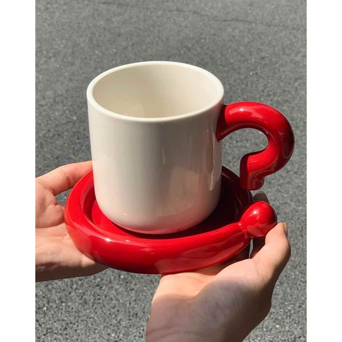 Handmade !? Ceramic Coffee Mug with Saucer - Unique Cute Funny Novelty Mugs by INSPECIAL HOME