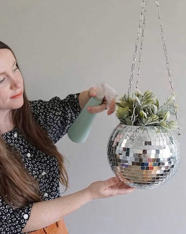 Eclectic Whimsical Disco Ball Hanging Herb Planters for Indoor, Outdoor &amp; Front yard by INSPECIAL HOME