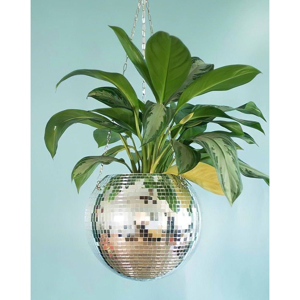 Eclectic Whimsical Disco Ball Hanging Herb Planters for Indoor, Outdoor & Front Yard