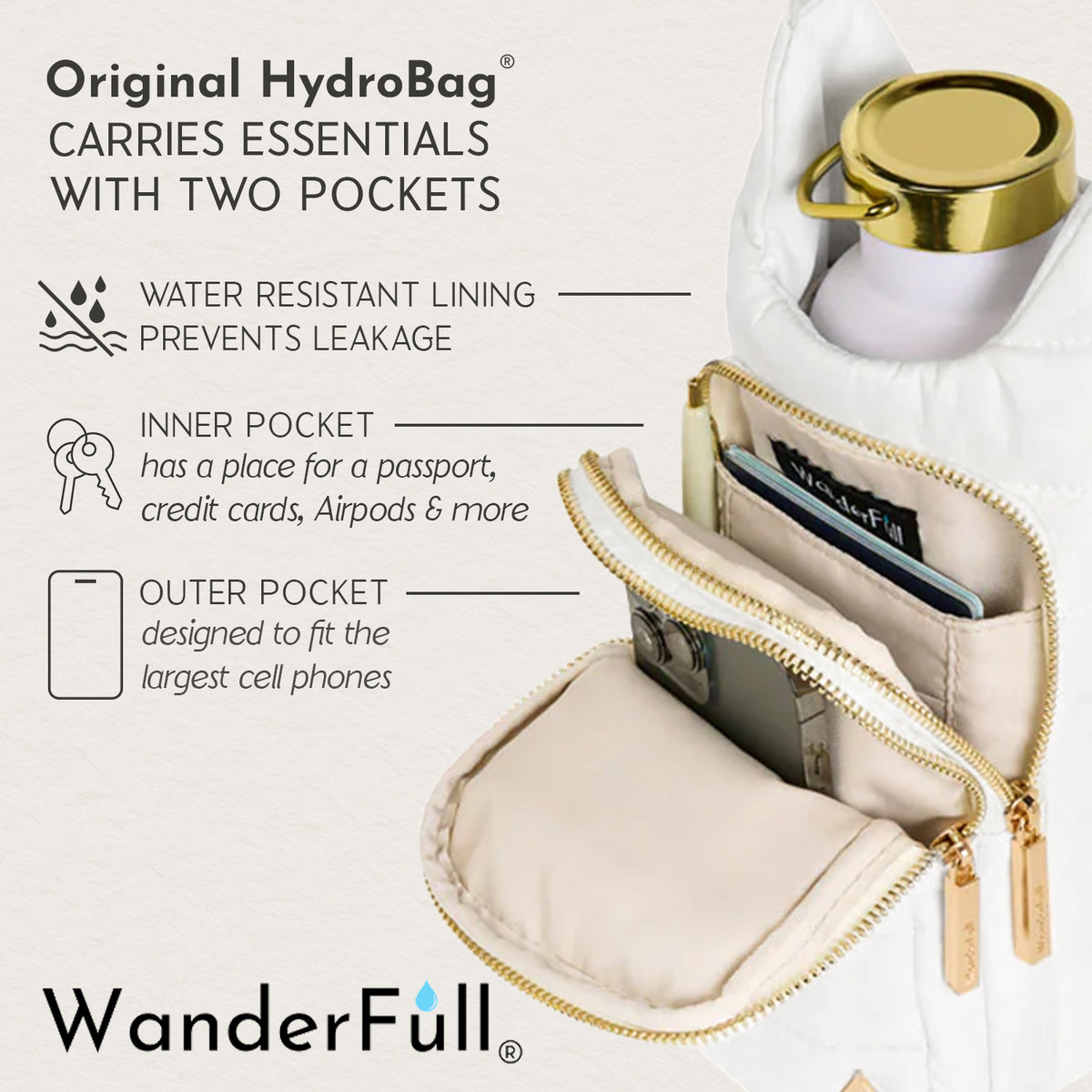 Taupe Vegan Leather Hydrobag® with Strap Bundle- Oprah's Favorite Things