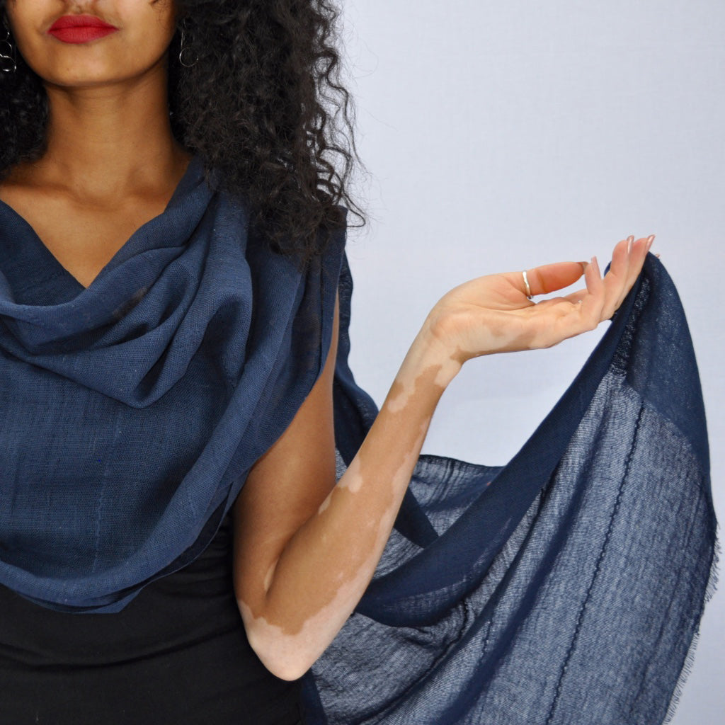 fair trade blue cotton scarf