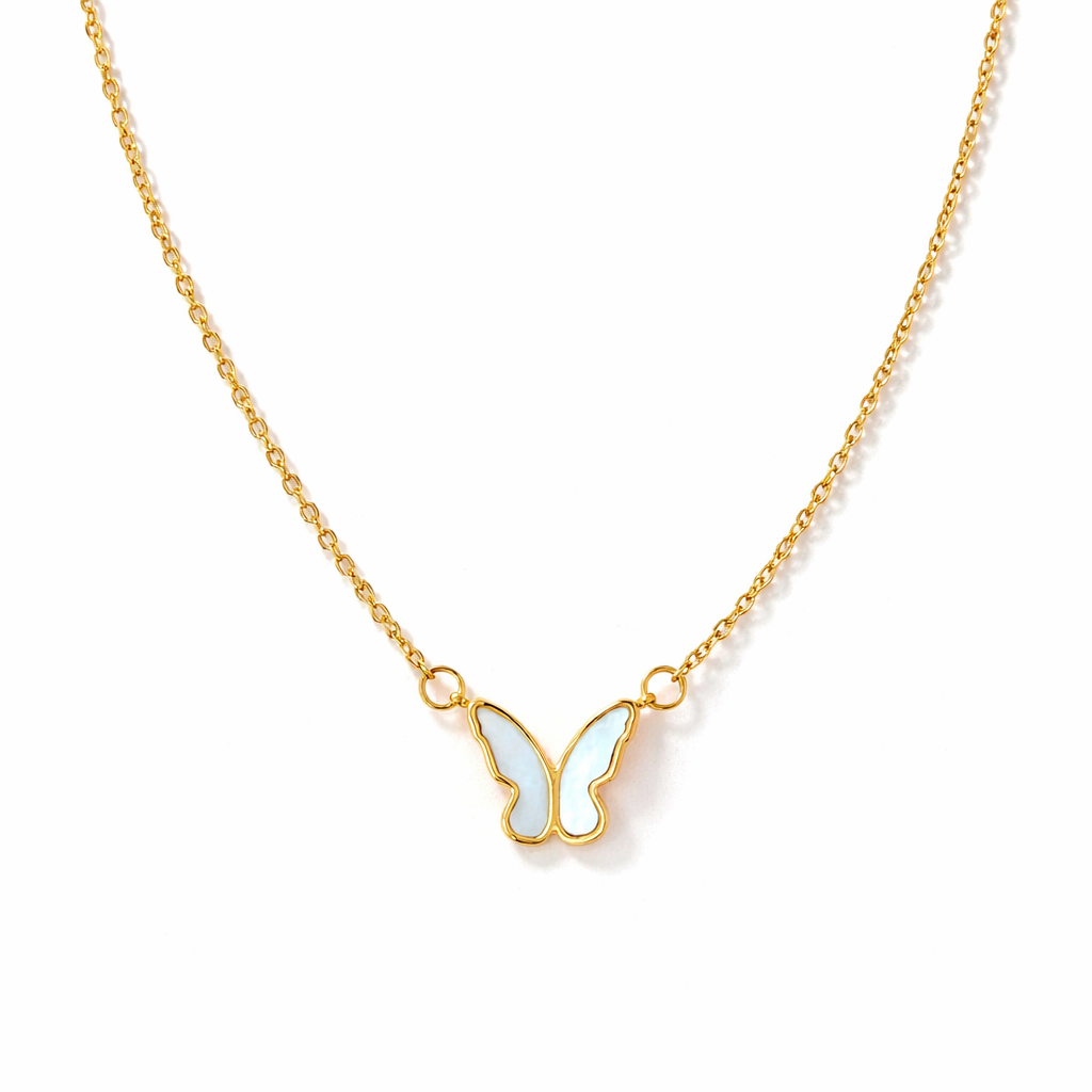 Golden Shell Butterfly Necklace