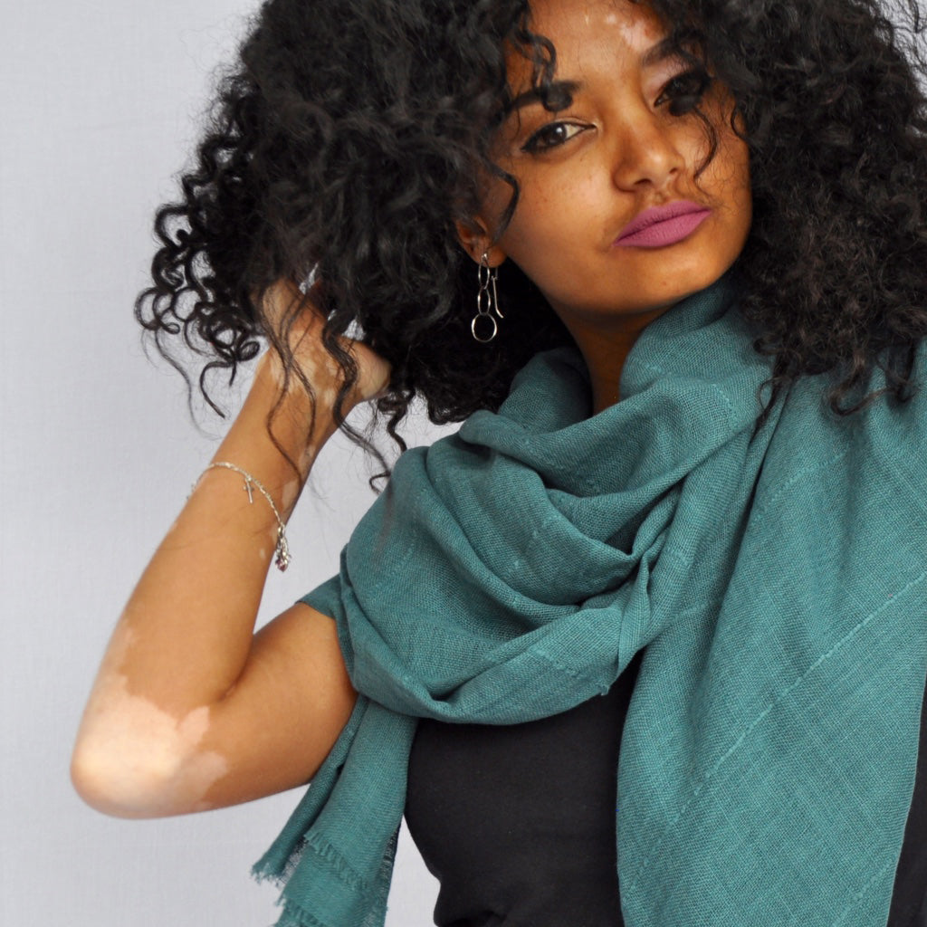 green organic cotton scarf