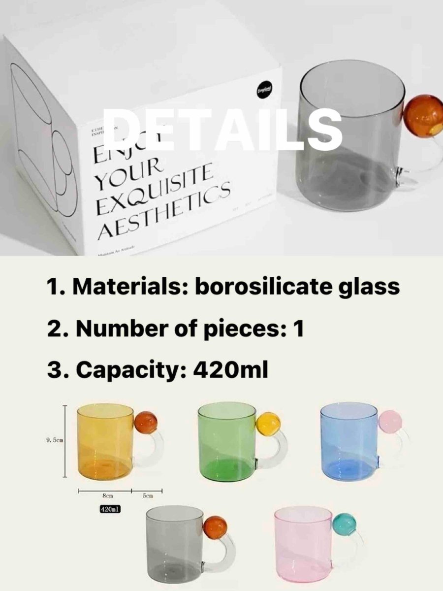 Hand Blown Lollipop Mugs - Whimsical Eclectic Dopamine Drinking Glasses for Coffee, Tea & Juice
