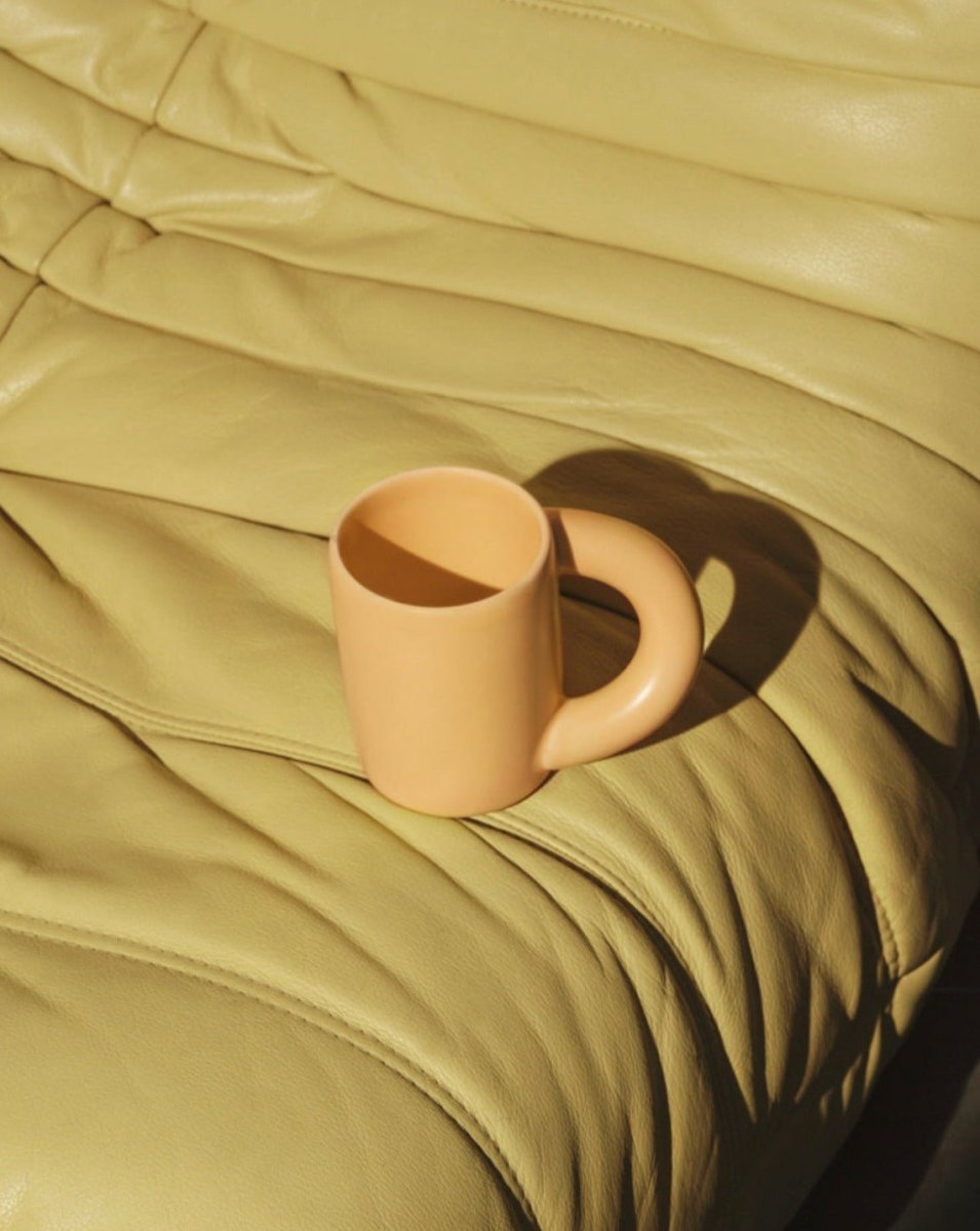 Handcrafted Ceramic Chubby Mugs With Big Twisted Handle - Unique Stylish Tea & Coffee Cups