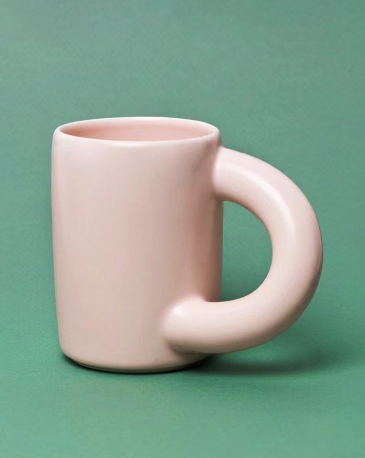 Handcrafted Ceramic Chubby Mugs With Big Twisted Handle - Unique Stylish Tea & Coffee Cups
