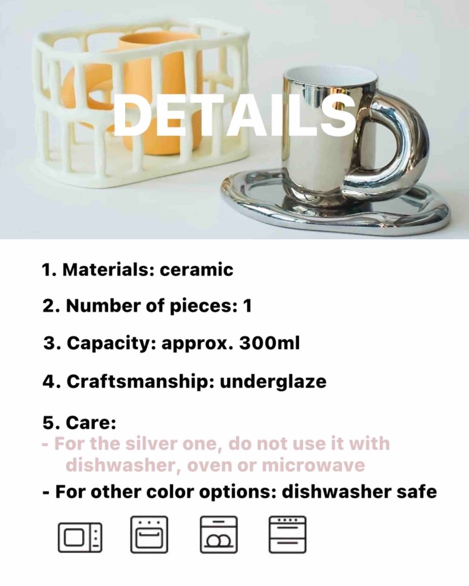 Handcrafted Ceramic Chubby Mugs With Big Twisted Handle - Unique Stylish Tea & Coffee Cups