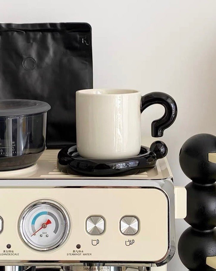 Handmade !? Ceramic Coffee Mug With Saucer - Unique Cute Funny Novelty Mugs