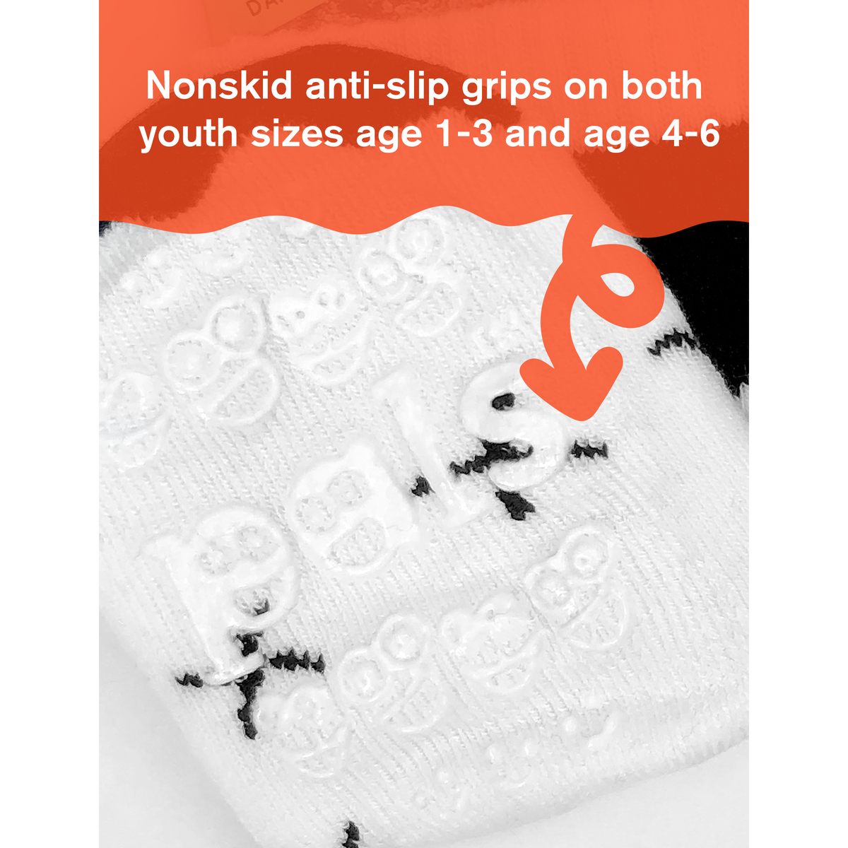 KIDS GHOST &amp; SKELETON GLOW-IN-THE-DARK NO SLIP SOCKS