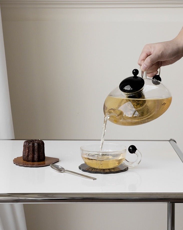 Nordic Style Vintage Glass Tea Set ( 1 Tea Kettle With Loose Leaf Infuser + 2 Cups )