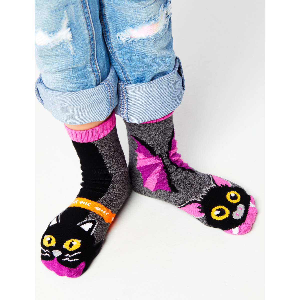 KIDS BAT &amp; BLACK CAT NO SLIP SOCKS