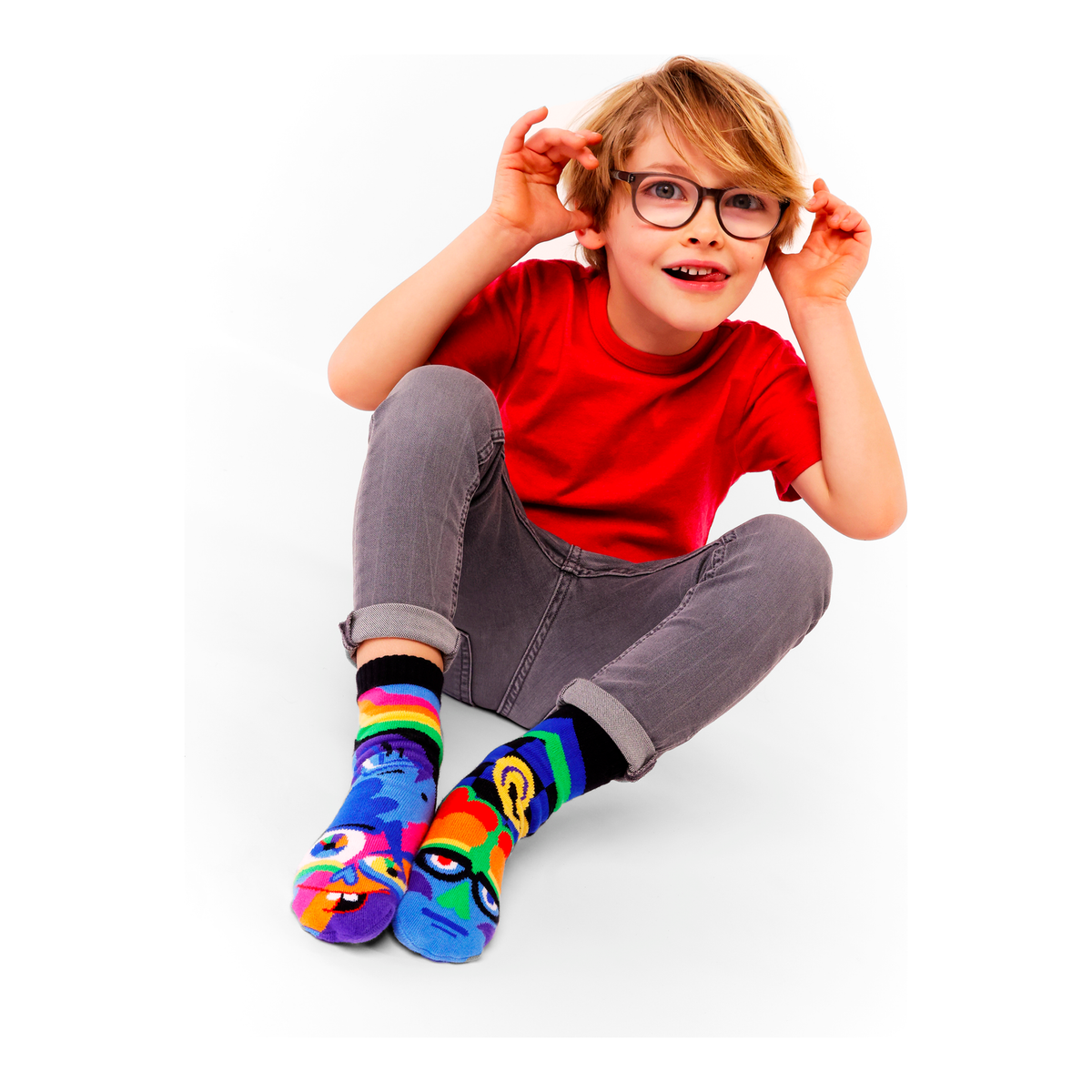 KIDS SILLY &amp; SERIOUS NO SLIP SOCKS