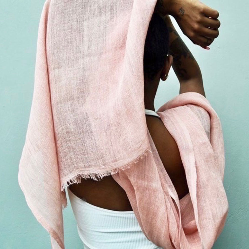 pink linen scarf