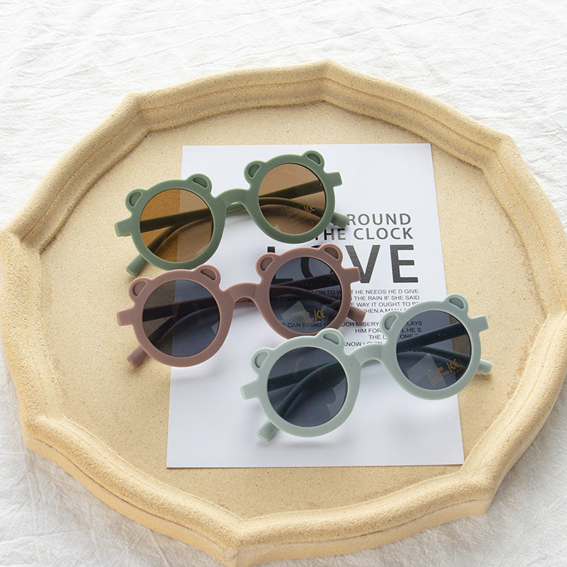 Girls Solid Color Cartoon Shape Round Frame Frosted Sunglasses, MyKids-USA®, Sunglasses, MyKids-USA -  -  -  -  -  -  - 