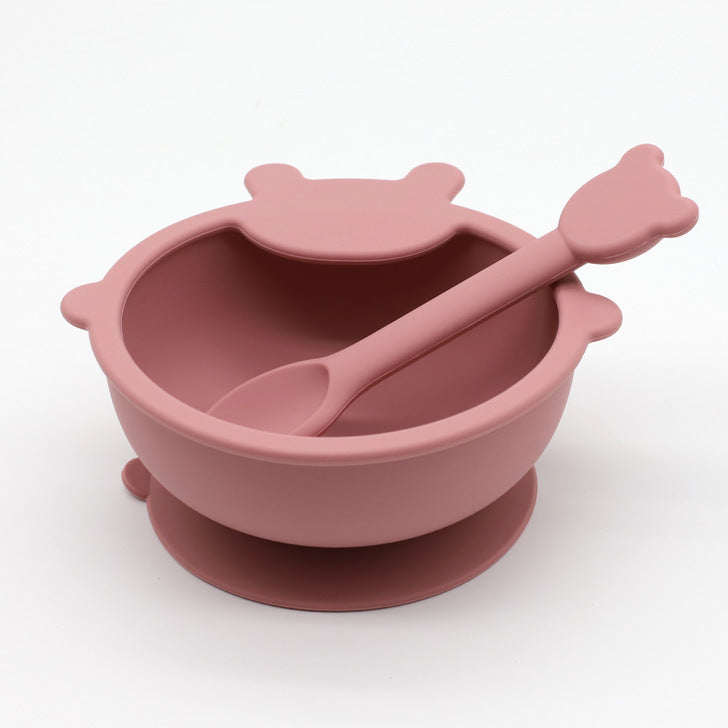 Baby Cartoon Bear Shape Complementary Food Training Silicone Bowl With Spoon Sets, MyKids-USA®, Baby Gift Sets, MyKids-USA - Size/Age - Average Size (0-8Y) - Color - Pink -  -  - JM2204221431-A