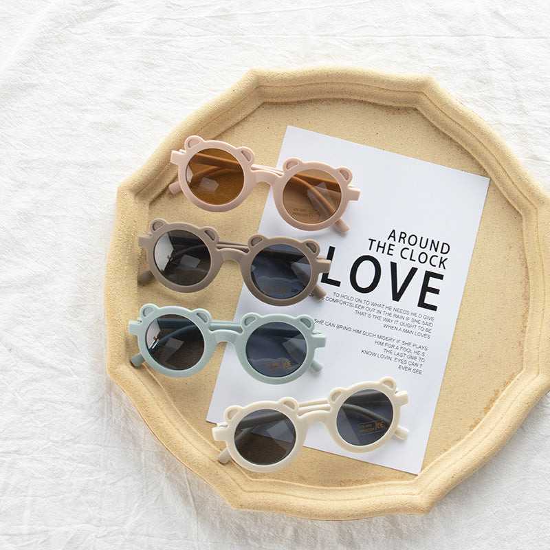 Girls Solid Color Cartoon Shape Round Frame Frosted Sunglasses, MyKids-USA®, Sunglasses, MyKids-USA -  -  -  -  -  -  - 