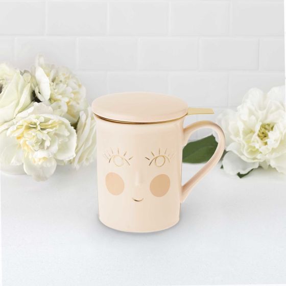 Annette™ Hello Beautiful Ceramic Tea Mug &amp; Infuser