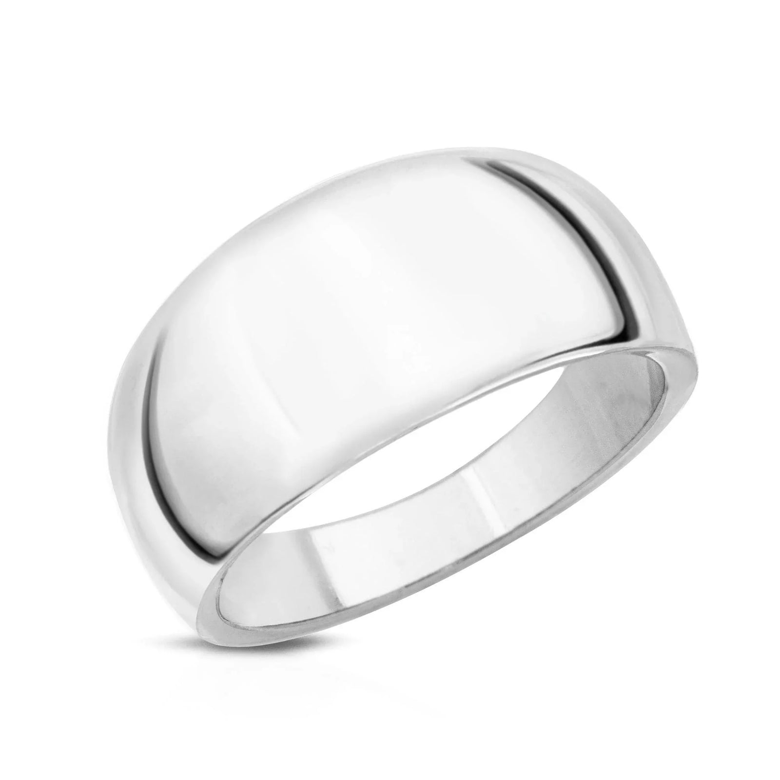 Polished gold band Rowan Ring featuring tapered domed recycled brass for sustainable fashion