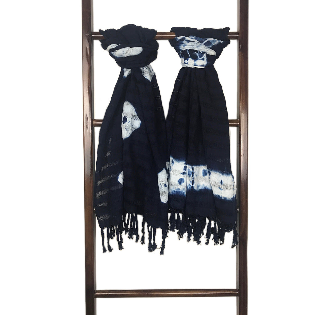 Blue Indigo Tie Dyed Scarves