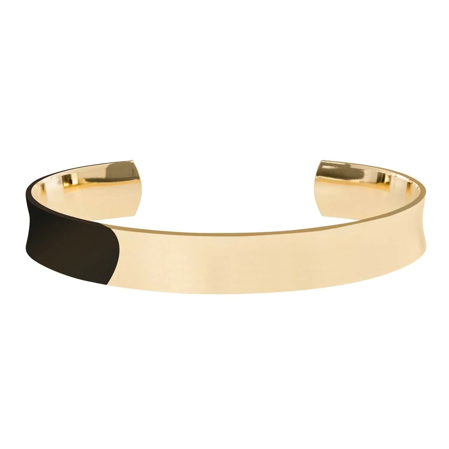 Gold-colored Small Inverted Domed Cuff made from recycled brass, inch wide recycled brass bracelet