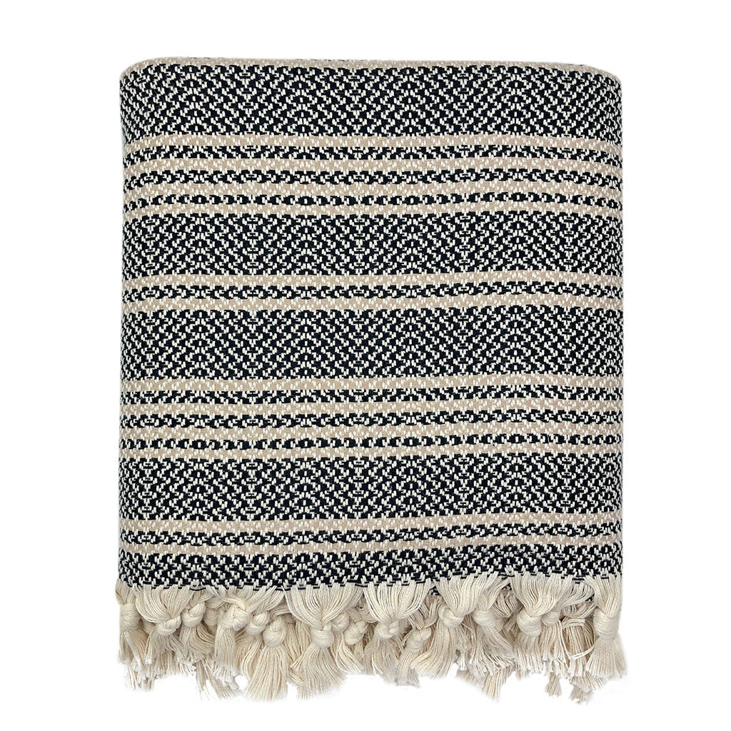 striped black throw blanket