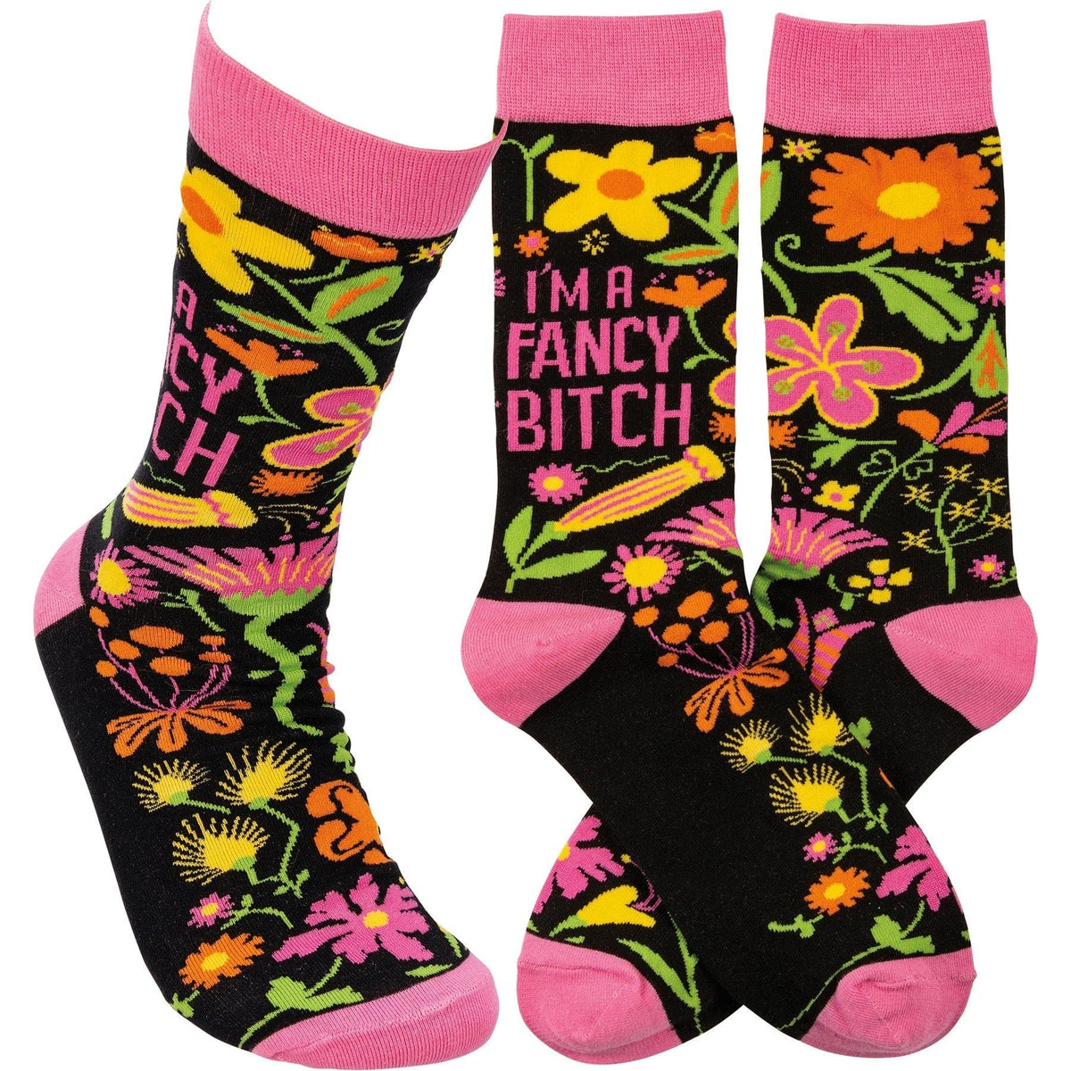 The Bullish Store I&#39;m A Fancy Bitch Funny Floral Crew Socks by The Bullish Store