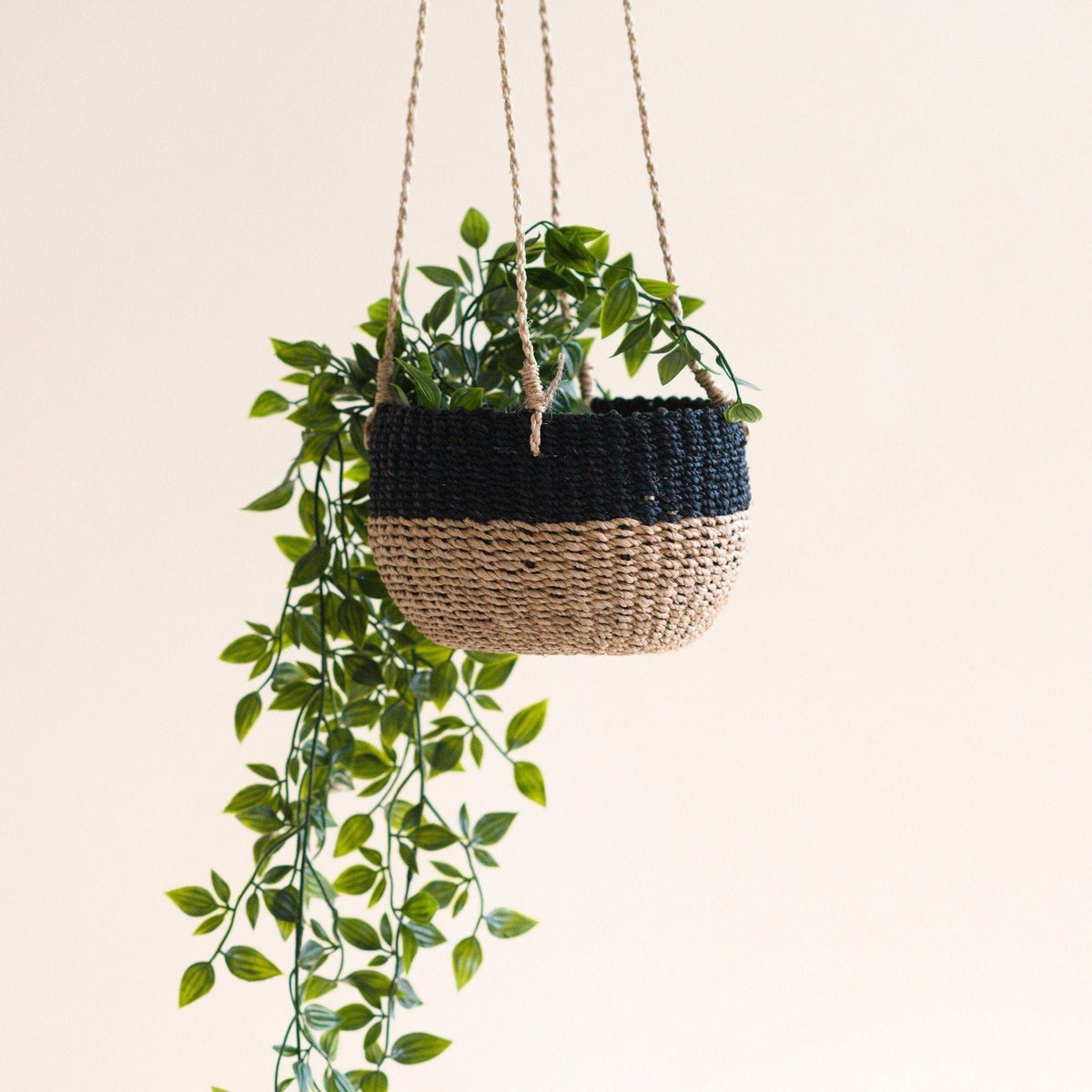 LIKHÂ Natural + Black Colorblock Hanging Planter - Hanging Basket | LIKHÂ by LIKHÂ