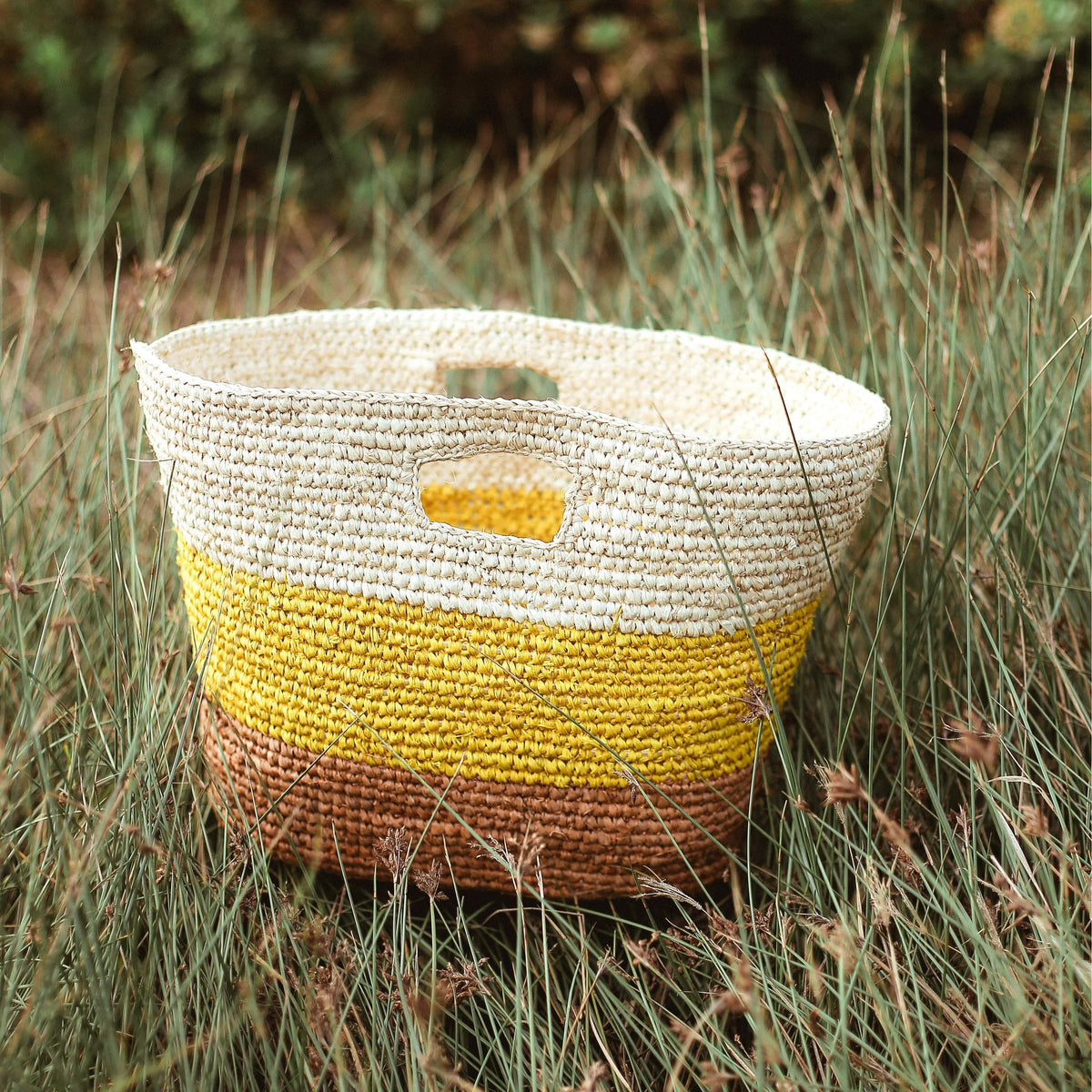 BrunnaCo One size / Yellow &amp; Beige / Raffia straws Sayan Raffia Tote Bag, in Yellow &amp; Beige by BrunnaCo