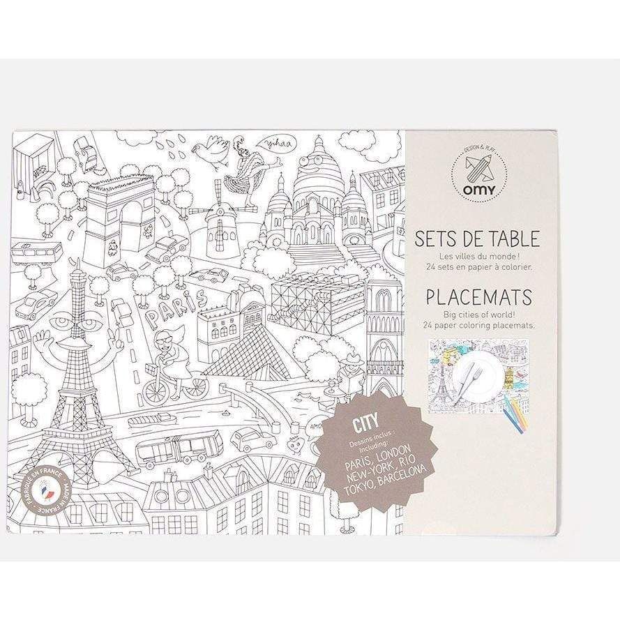 OMY Learning & Activity World Cities - Coloring Paper Placemats