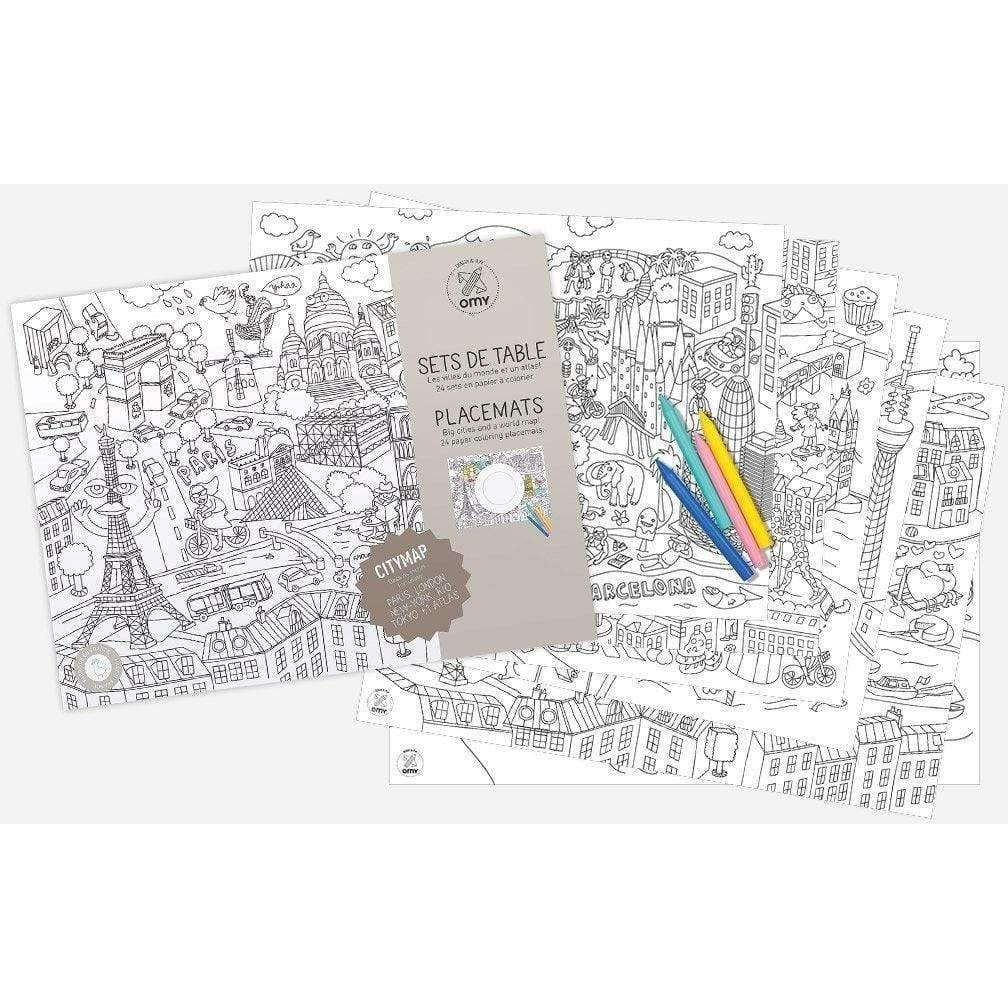 OMY Learning &amp; Activity World Cities - Coloring Paper Placemats