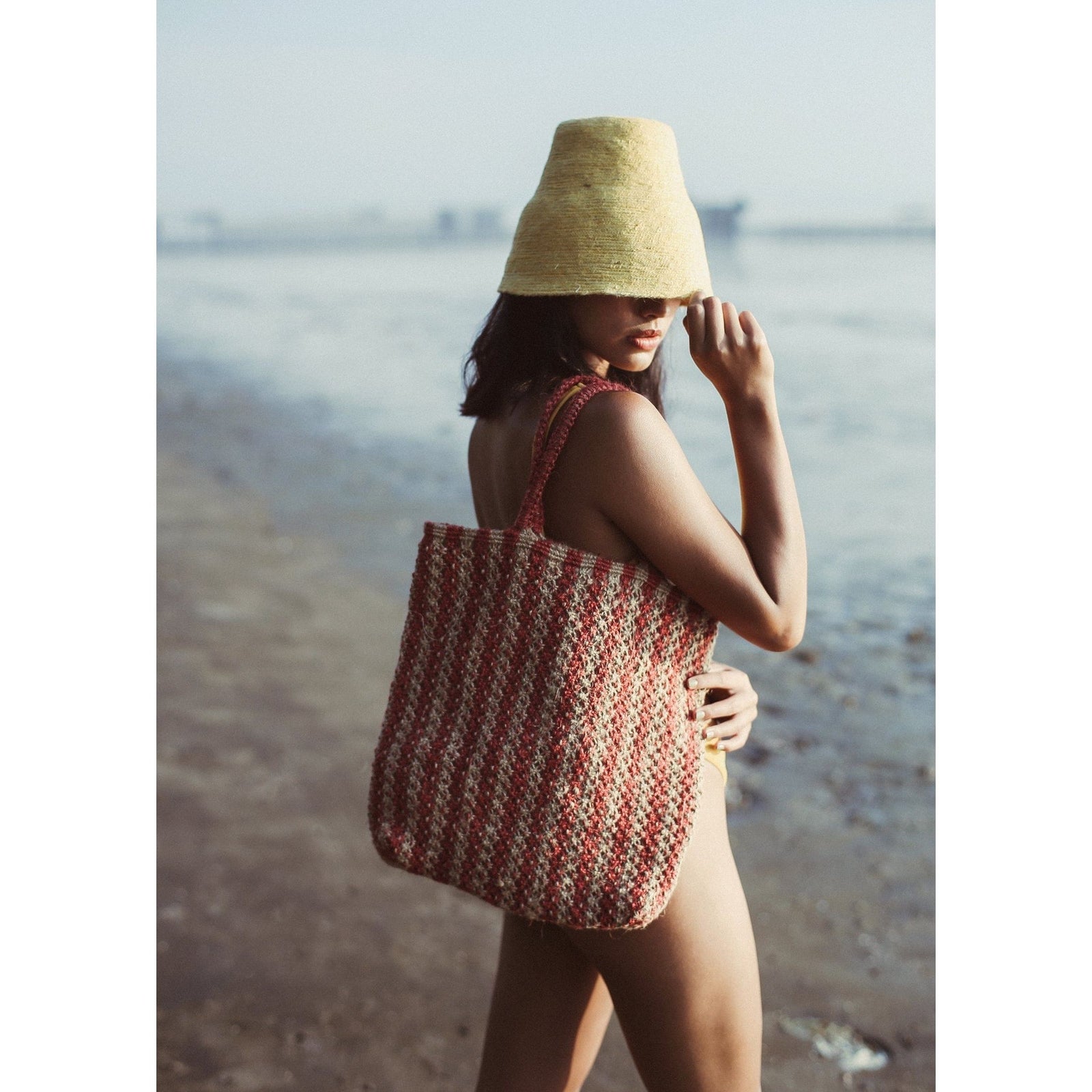 BrunnaCo Louisa Striped Straw Tote Bag by BrunnaCo